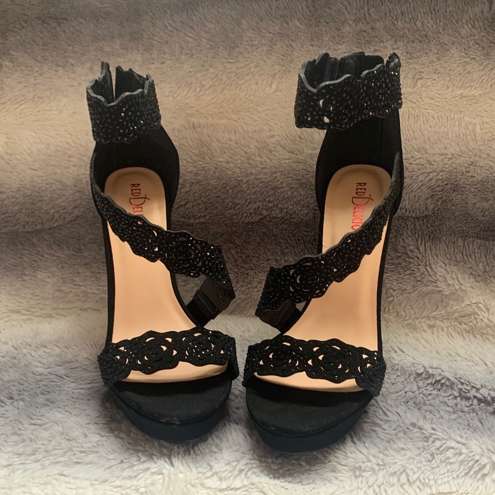 Cute rose lace straps high heels